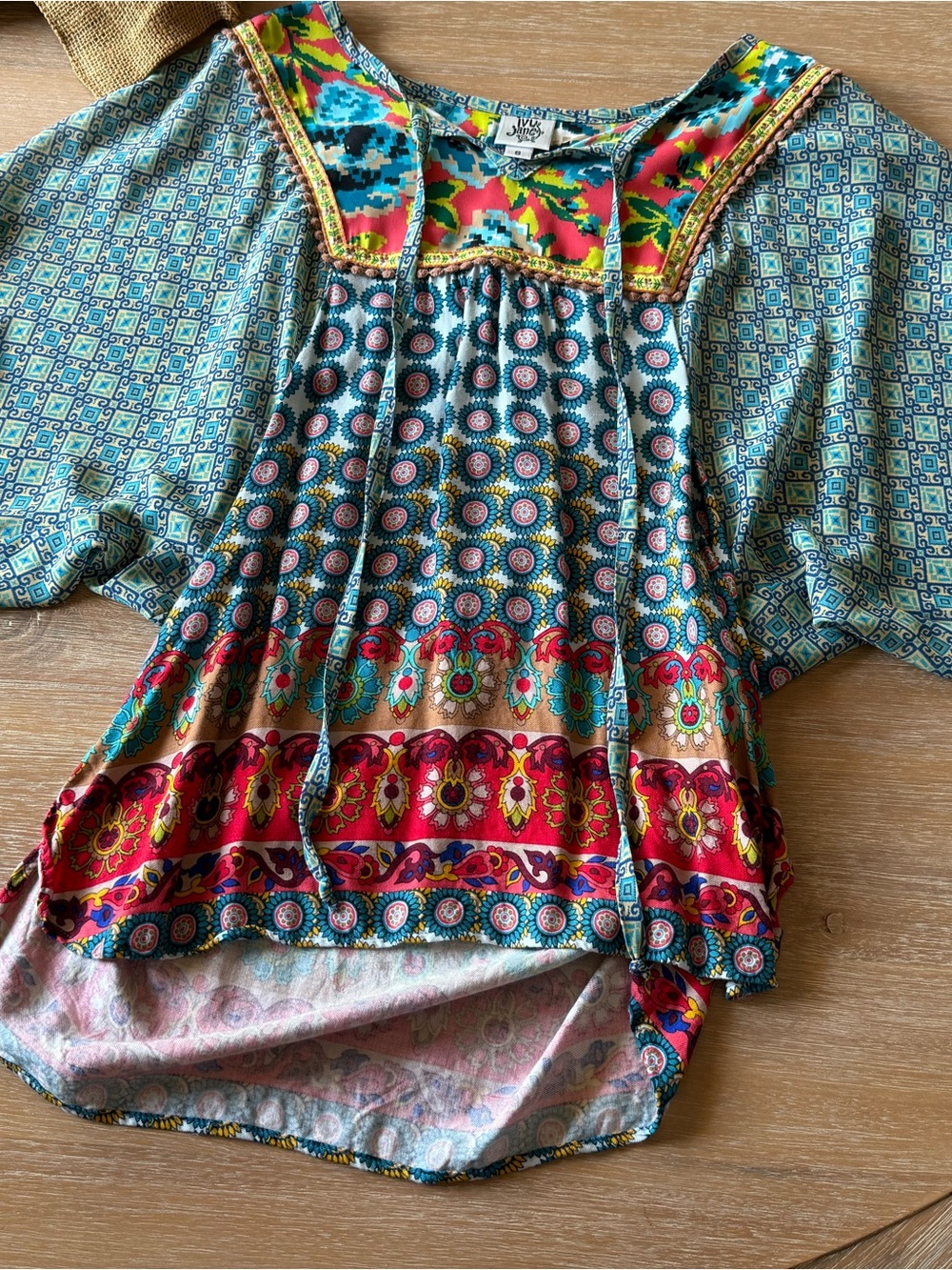 ivy jane Multicolor Boho Printed Peasant Blouse